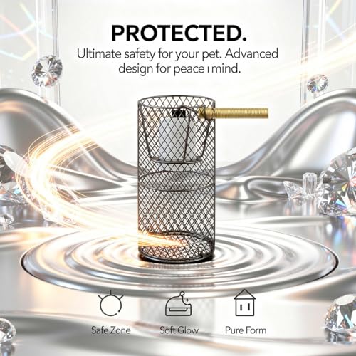 Black Iron Reptile Heat Lamp Guard, Anti-Scald Elevated Mesh Cage, 8.1 x 3.9 in / 20.5 x 10 cm with Long-Lasting Construction, Easy Installation, Superb Heat Dissipation for Birds and Reptiles