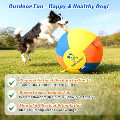 Hap Tim Herding Ball for Dogs 18 Inch Interactive Large Dog Ball with Handles Durable Outdoor Training Dog Toy for Medium to Large Dogs Corgis Australian Shepherd Cattle Dog Border Collie & Horses