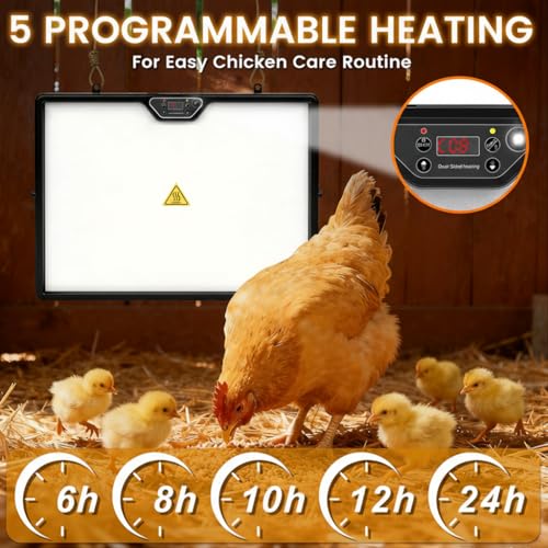 HIRALIY Chicken Coop Heater, 180W Dual-Sided Heating Panel with Adjustable Temperature & Cycle Mode, Rotatable Brooder Plate for Chicks Winter Poultry Ducks & Small Pets