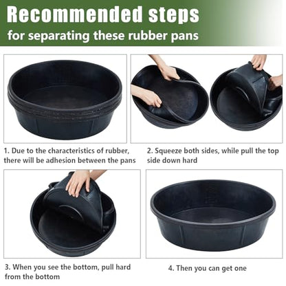 Sadnyy 5 Pcs Rubber Feed Pan 12 Quart/ 3 Gallon Utility Horse Feed Bucket Rubber Bowl Chicken Dust Bath Container Horse Feeder for Goats Livestock Animal Feeding Cats Dogs Pigs - size: 12 Quart/ 3 Gallon