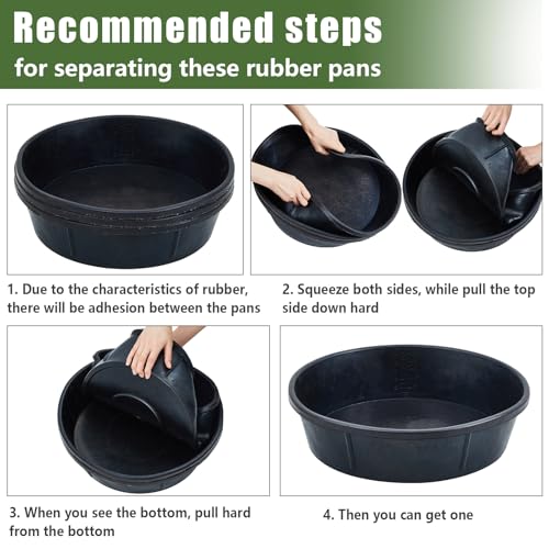 Sadnyy 8 Pcs Rubber Feed Pan 12 Quart/ 3 Gallon Utility Horse Feed Bucket Rubber Bowl Chicken Dust Bath Container Horse Feeder for Goats Livestock Animal Feeding Cats Dogs Pigs - size: 12 Quart/ 3 Gallon