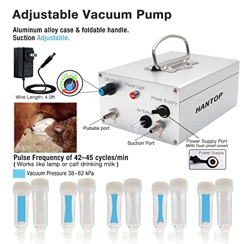 6L Goat Milking Machine, Plug-in Pulsation Pump Milker (Classic) | Hantop UnitedFarm, Speed Adjustable Pump, Auto Stop Check Valve, SUS304 Stainless Steel Bucket, Food-grade material - color: for Goat, size: 6L