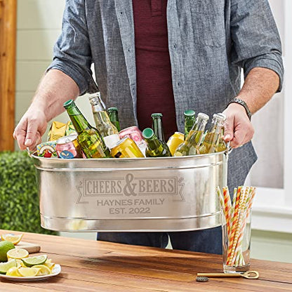 Let's Make Memories Personalized Cheers & Beers Beverage Tub w/Stand - Custom Beverage Tub - Unique Entertaining Essential - 5.5 Gallons - color: Cheers & Beers, size: With Stand