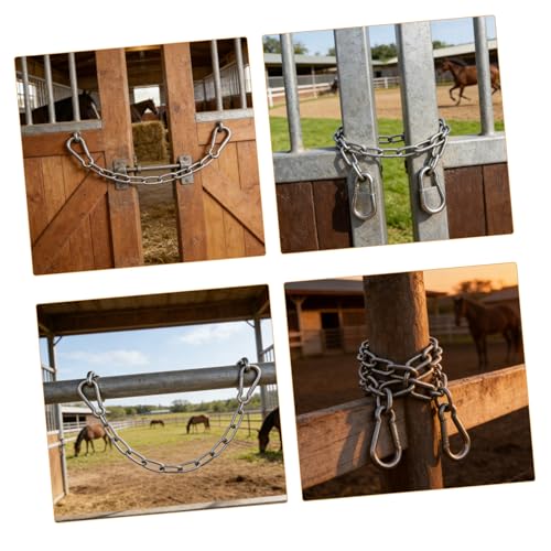Ipetboom 1 PC Gate Latch Barn Chain Lock Stainless Steel Horse Gate Lock Adjustable Fence Gate Pull Lock Latch Gate Opener for Metal Wooden Fences Garden Backyard Door for Home