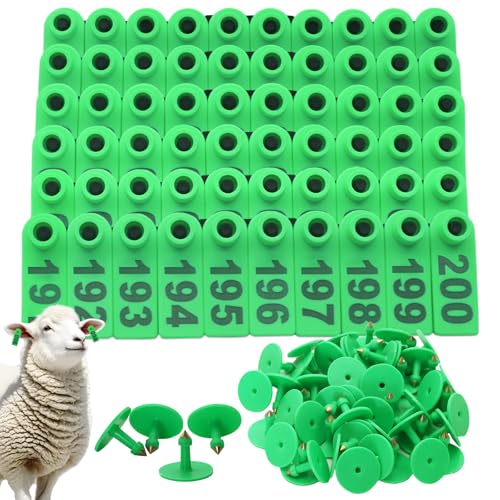 200PCS Livestock Ear Tags for Goat Pig Deer Plastic Sheep Ear Tags with Number 001-200 Animal Identification Tags (Green) - color: Green