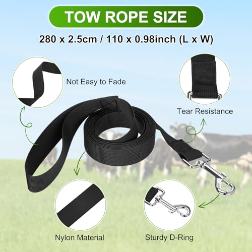 M METERXITY 2-Pack Adjustable Cattle Cow Calf Halter, 12.6"-18.9" Nylon Livestock Cow Halter with Leading Rope for Miniature Horse/Donkey/Goat/Cattle [Black]