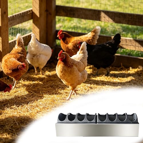 8 16 24 in Long Chicken Feeder with Separated Fence, Small Feed Trough for Chicken Coops, Anti-rust Stainless Steel Poultry Water Trough(L40cm/15.7") - size: L40cm/15.7"