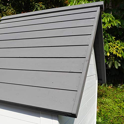 PawHut Grey and White Wooden 0.07-Acre In-Ground Poultry Cage with Nesting Box, Ramp, Run D51-102 - color: Dark Gray