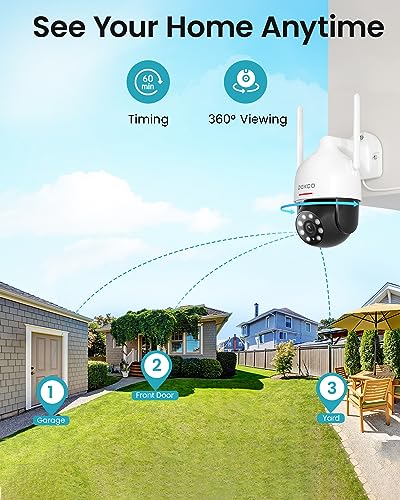 DEKCO 2K Security Camera Outdoor 2Packs, WiFi Outdoor Security Cameras Pan-Tilt 360° View, 3MP Surveillance Cameras with Motion Detection and Siren, 2-Way Audio, Full Color Night Vision, Waterproof - color: 2Pack