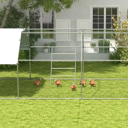 PawHut Chicken Perch for Coop, Wooden and Galvanized Steel Jungle Gym Roosting Bar Ladder for Backyard Poultry, 55" x 33.75"