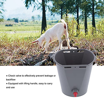 flexman 8L Cow Feeder Bucket, Lamb Milk Feed Bucket with Nipples Check Valves, Sheep Milk Feeding Bucket with Lifting Handle for Farms Livestock (for Sheep) - size: For sheep