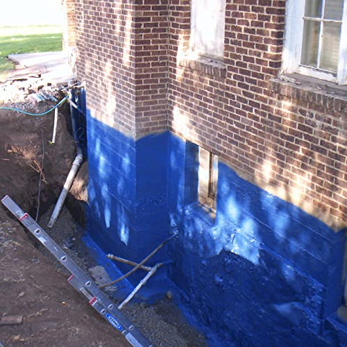 Ames Research Laboratories BMX5RG Blue MAX Waterproofer, Regular Use in Interior & Below-Grade Exterior Concrete Sealer and More. Liquid Rubber, 5 Gallon (Pack of 1), 640 Fl Oz | Ideal for waterproofing above & below grade foundations, basements, roofs, f