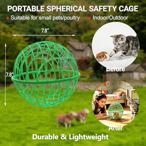 7.8" Ball-Shaped Movable Pigeon Chick Coop, Little Rabbit Duck Guinea Pig Safe Walking Net,Preventing Dog Bites, Predation by Eagles Wolves Cats Eagles, Pet Safety Cage - color: Green