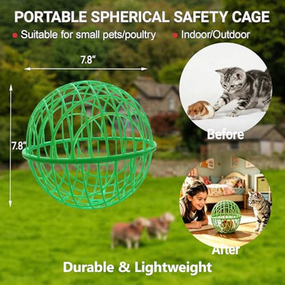 7.8" Ball-Shaped Movable Pigeon Chick Coop, Little Rabbit Duck Guinea Pig Safe Walking Net,Preventing Dog Bites, Predation by Eagles Wolves Cats Eagles, Pet Safety Cage - color: Green