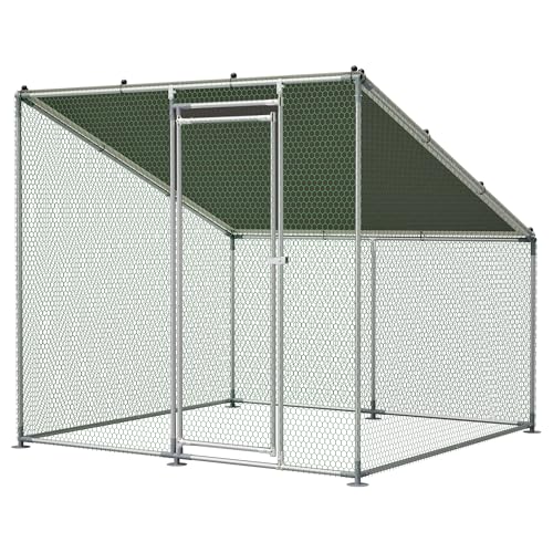 Metal Chicken Coop 84*78*72inch with Waterproof and Anti-UV Roof and Run,Walk-in Hens pen with Security Lock,Out-Door Poultry Enclosure for Small Animal Like Chickens Fence,Ducks,Rabbits Cage for Yard - size: 84.0"L x 78.7"W x 72.7"H