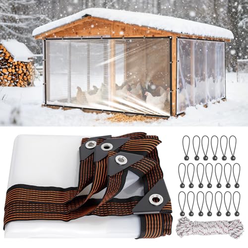 9.8x9.8 Ft Chicken Coop Cover for Winter - Waterproof Chicken Coop Tarp with Elastic Cords & Rope, Durable Protection for Large Chicken Runs - size: 10x10FT