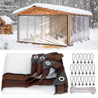 9.8x9.8 Ft Chicken Coop Cover for Winter - Waterproof Chicken Coop Tarp with Elastic Cords & Rope, Durable Protection for Large Chicken Runs - size: 10x10FT