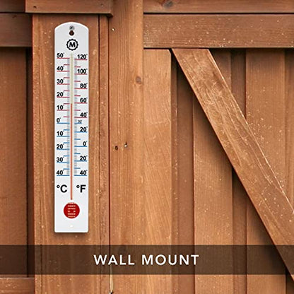MARATHON Vertical Outdoor Wall Thermometer, 16 Inch Weather-Resistant Temperature Gauge with Large Easy-Read Numbers