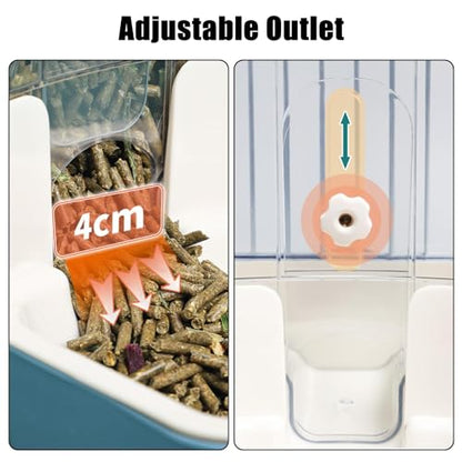 Hanging Automatic Food Dispenser, 27oz Large Capacity Hanging Pet Cage Feeder for Rabbit Bird Chinchilla Hedgehog Guinea Pig Ferret Kitty Puppy (Blue) - color: Blue