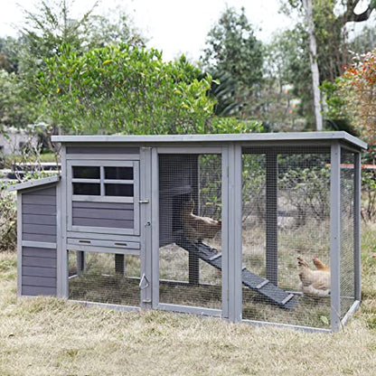 Gutinneen Chicken Coop Large Chicken House with Run Wooden Poultry Cage with Nesting Box,Large Opening Roof