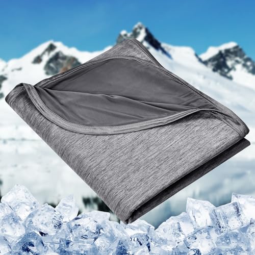 HOMFINE Cooling Blanket for Hot Sleepers - Summer Blanket Thin Lightweight Breathable Soft Double Side Enhanced Cooling for Bed Couch Sofa, Keep Cool for Night Sweats (Black, 60 x 81 inches) - color: Black, size: Twin (60"x81")