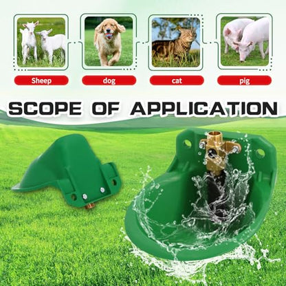 2PCS Automatic Goat Waterer Bowl with Brass Water Valve Plastic Water Trough Livestock Sink Cup Suitable for Goat Sheep Calf Pig Dog Breeding
