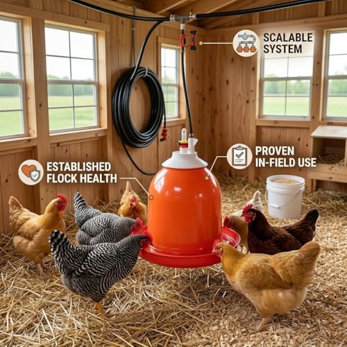 FarmTek Bell-Matic Automatic Poultry Waterer – Gravity Feed Drinker | Automatic Gravity Flow System, Heavy-Duty Construction, Consistent Water Supply, Ideal for Poultry & Game Birds
