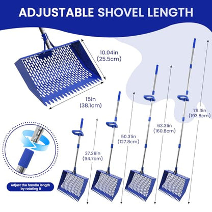 15 in Wide Chicken Poop Scooper and rake，Heavy Poop Scoop Shovel for Cleaning Coops, Adjustable Long Handle， Suit for Cleaning Chicken coops, racecourses, and Sheep pens