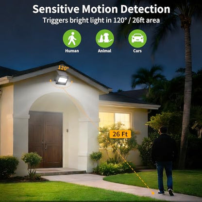 Solar Motion Sensor Lights Outdoor, 107 LED Security Flood Lights IP66 Waterproof, Dusk to Dawn Solar Powered Wall Lights, Cool White 4 Pack for Yard Patio Garage - size: 4 Pack