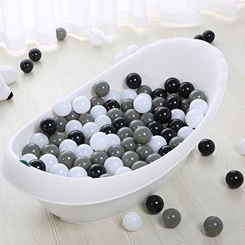 Colorful 100pcs Ball Pit Balls 2.2-inch Plastic Ocean Ball Crush Proof Stress Balls for Kids Pool Ball Playhouse Pit Accessories - color: Black, Grey, White