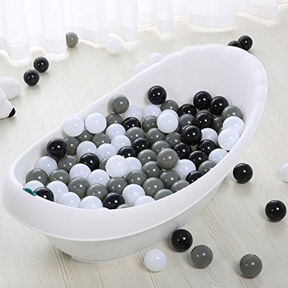 Colorful 100pcs Ball Pit Balls 2.2-inch Plastic Ocean Ball Crush Proof Stress Balls for Kids Pool Ball Playhouse Pit Accessories - color: Black, Grey, White
