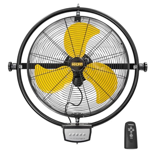 HiCFM 5000 CFM 20" Remote Control Wall Mount Fan, 3-Speed High Velocity Oscillating Wall Fans with Timer, Industrial Heavy Duty Wall-mounted Fan for Covered Patio, Gazebo, and Garage, UL Listed - style: Remote