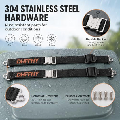 2PCS Heavy-Duty Bear Proof Trash Can Locks - Animal-Proof Lid Straps with Secure Buckle for 28-96 Gallon Outdoor Bins, Anti-Raccoon & Wildlife - size: 2PCS