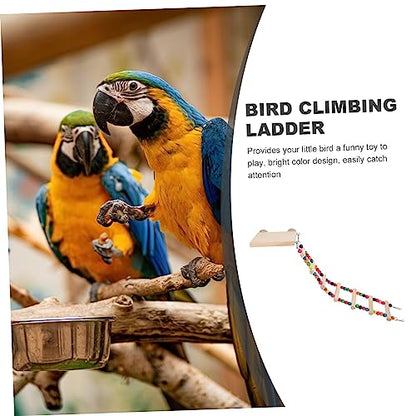 Happyyami Parrot Climbing Ladder Perch Platform Bird Biting Toy for Birds for Parakeets Cockatoos and Macaws Fun and Engaging - size: 43x10cm