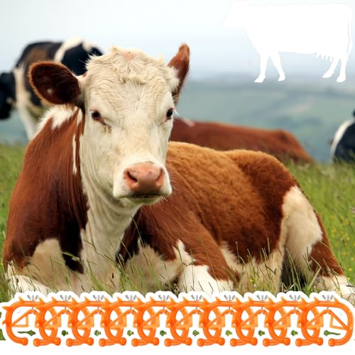 Teenyyou 20 Pcs Plastic Livestock Nose Rings Cattle Halter Durable Farm Equipment Weaner Tool for Cattle, Calves Calf Cow (Orange)(Orange)