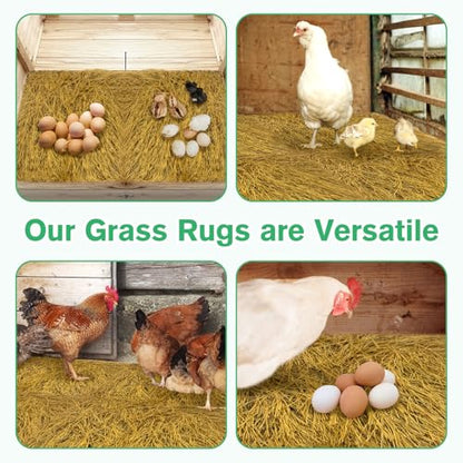 Hamiledyi 12"x12" Chicken Nesting Pads 6Pcs Washable Chicken Coop Bedding Laying Artificial Grass Rug Carpet Synthetic Turf Mat Garden Lawn Indoor/Outdoor Bedding for Chicken Hen Small Pets(Brown) - size: 6 Pcs Brown