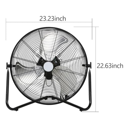 BILT HARD 4650 CFM 20" High Velocity Floor Fan, 3-Speed Heavy Duty Metal Fan with Wall-Mounting System, Industrial Shop Fan for Commercial, Garage, and Greenhouse