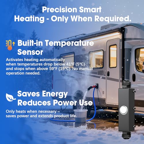 Heated Water Hose for RV 75ft,With Energy-Saving Thermostat, –40°F Freeze-Protection Drinking Water Hose, Lead-Free & BPA-Free, Heavy-Duty Heated Garden/Camper Hose with Adapter - color: With Temperature Switch, size: 75ft