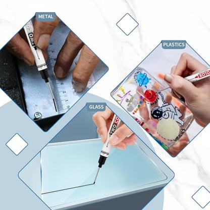 12 PCS Long Head Deep Hole Marker Pens,20mm Long Nib Marker, Longs Nose Markers, Waterproof Construction Markers Marking Tool,Permanent Markers Carpenter Ink marker Pens,Metal marking Pens - color: 12PCS-Double-ended pens-20MM-Red/Blue/Green/Black/White