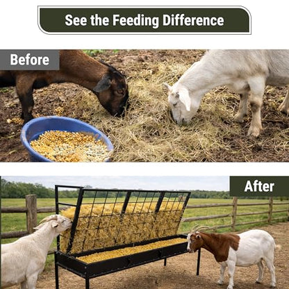 FEBTECH 42.5 Gallon Outdoor Pasture Goat Hay Feeder, Heavy Duty Powder-Coated 2 in 1 Hay Rack, Size-Adjustable Modular Design, Expandable Hay Feeder for Goats Horse Sheep Cattle Deer Barn & Pasture.. - size: 42.5 Gallon - Pasture