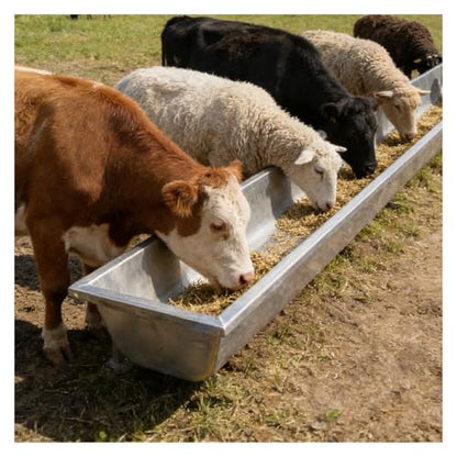 ERRULAN Large Feed Trough for Cattle, Sheep, Horses, Stainless Steel Thickened Livestock Water Troughs, Poultry Feeding for Swine Farms/Chicken Coop/Farms(100x30x18cm(39.4x11.8x7in)) - size: 100x30x18cm(39.4x11.8x7in)