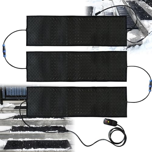Heated Snow Melting Mats,10x30in (3pcs) Snow Melting Mats Outdoor,Electric Ice Melting Mats for Winter Snow Removal,Heated drivewayDriveway Walkway Mats Outdoor with 10ft Power Cord - size: 10'' x 30''