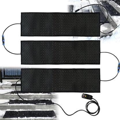 Heated Snow Melting Mats,10x30in (3pcs) Snow Melting Mats Outdoor,Electric Ice Melting Mats for Winter Snow Removal,Heated drivewayDriveway Walkway Mats Outdoor with 10ft Power Cord - size: 10'' x 30''