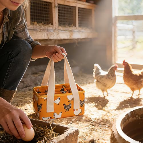 Eggs Collecting Basket, Durable Canvas Egg Basket with Plastic Board, 9-Pouch Chicken Egg Holder Bag for Gathering Fresh Eggs, Egg Gathering Basket and Multipurpose Chicken Holder Bag (Yellow) - color: Yellow