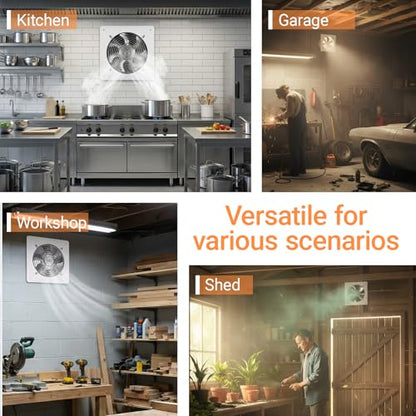 8 inch Exhaust Fan, 686CFM Wall Mounted Vent Fans Metal Kitchen Exhaust Fan | High Airflow Extractor Fan 110V 80W, Small Fume Extractor Ventilation Fan for Attic Chicken Coop Basement Smoking Room Garage - size: 8 inch