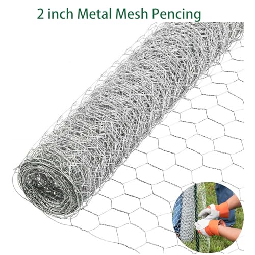 72 in x 50 ft, 2 inch Metal Mesh Pencing, Chicken Wire Fencing, Hexagonal Galvanized Poultry Wire Netting for Chicken, Duck, Goose, Rabbit Fencing - size: 72 in x 50 ft 2 in