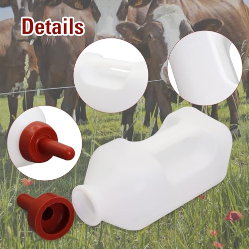 2 Quart Calf Nursing Feeding Bottle with a Replacement Nipple, Calves Nursing Milk Feeding Bottle with Handle Livestock Supplie