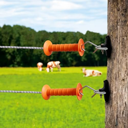 Electric Fence Bungy Gate Kit, Electrified Bungee Gate Handle with Elasticized Rope for Livestock, Insulators Temporary System, Easy Installation