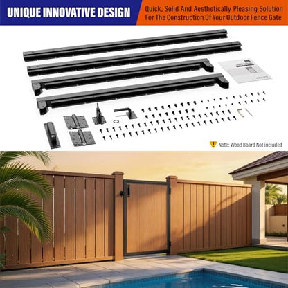 3x4FT (34.8"W X 47.2"H) 201 Stainless Steel Anti Sag Wooden Fence Gate Kit Heavy Duty Garden Gate Frame Hardware Kit Reinforcement (Left/Right Free-Installation) - size: W3xH4 FT