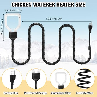 Relaxweex 150w/250w/500w Livestock Water Heater De-icer, Submersible Cast Aluminum Utility Heated for Farm Poultry Water Trough, Tank, Bird Bath, Chicken Coop with Thermostat for Winter(White,500w) - color: White